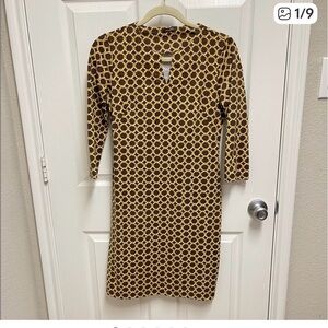 J. McLaughlin Brown and Gold Pattern Dress